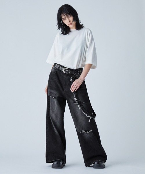 VELNUS(ベルナス)の「【VELNUS】【12oz】 Vintage design damaged wide baggy denim pants/ヴィンテージデザインダメージ加工ワイドバギーデニムパンツ(デニムパンツ・メンズ・ライトブルー/ブラック/グレー・L/M/S)」の18枚目の写真