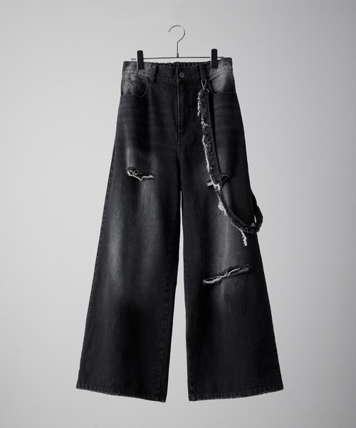 VELNUS】【12oz】 Vintage design damaged wide baggy denim