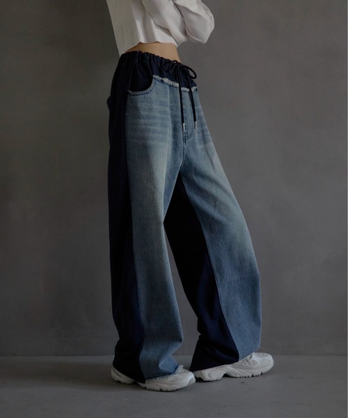 MINERTE】denim docking sweat pants / デニムドッキング