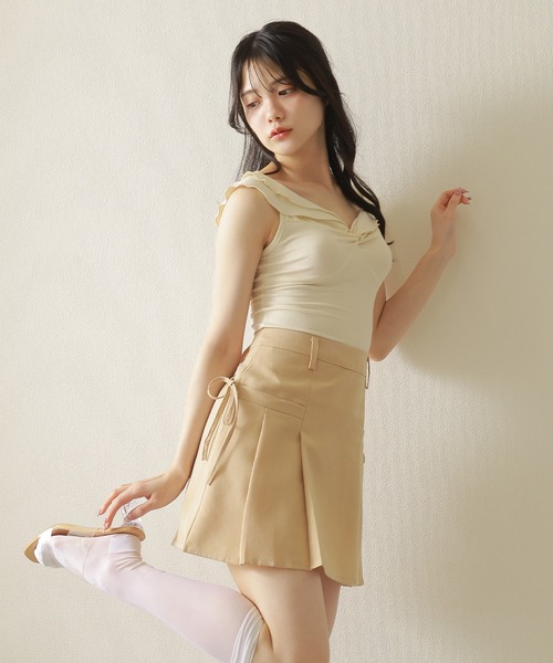 high waist box pleats mini skirt/ハイウエストボックスプリーツミニ