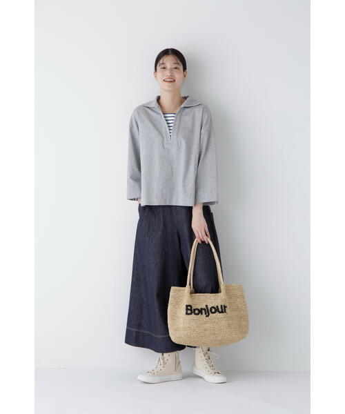 human woman（ヒューマンウーマン）の「◆Bonjourラフィアバッグ（かごバッグ・レディース・ホワイト系その他/ブラック・ﾌﾘ-）」の6枚目の写真