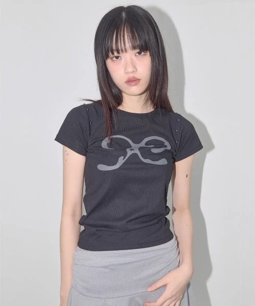 FANCY CLUB(ファンシークラブ)の「A'GEM/9 × .kom 『 FANCY CLUB/ファンシークラブ』 ETERNAL STUD TEE/エターナル スタッド TEE(Tシャツ/カットソー・レディース・ホワイト/ブラック・FREE)」の11枚目の写真