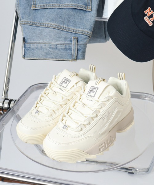 FILA（フィラ）の「FILA DISRUPTOR II/ディスラプター2 厚底スニーカー（スニーカー・レディース・ブラック/ホワイト系その他2/ホワイト系その他/ホワイト/ナチュラル/スカイブルー/チェリーレッド/パープル・26/25/24.5/24/23.5/27/23）」の3枚目の写真