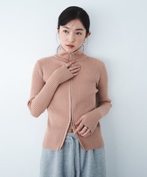 ダブルジップニットカーディガン