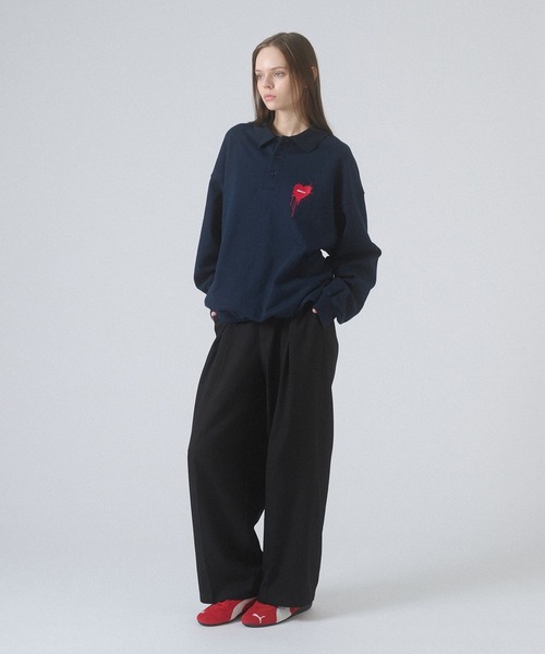 ONCILY（オンシェリー）の「HEART LOGO VOLUME POLO SWEAT / ハートロゴボリュームポロスウェット（スウェット・メンズ・アイボリー/ブラック/グレー/チャコールグレー/ネイビー・SMALL/MEDIUM/LARGE）」の13枚目の写真