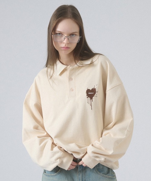 HEART LOGO VOLUME POLO SWEAT / ハートロゴボリュームポロ
