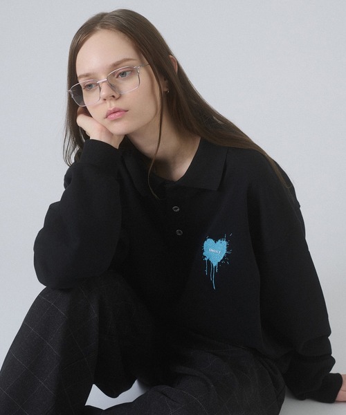 ONCILY（オンシェリー）の「HEART LOGO VOLUME POLO SWEAT / ハートロゴボリュームポロスウェット（スウェット・メンズ・アイボリー/ブラック/グレー/チャコールグレー/ネイビー・SMALL/MEDIUM/LARGE）」の19枚目の写真