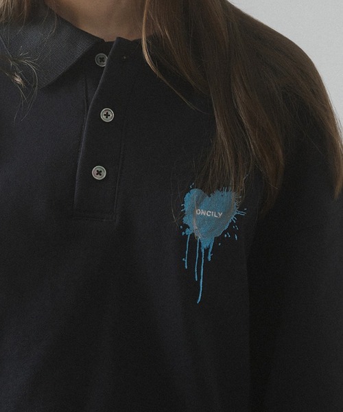 ONCILY（オンシェリー）の「HEART LOGO VOLUME POLO SWEAT / ハートロゴボリュームポロスウェット（スウェット・メンズ・アイボリー/ブラック/グレー/チャコールグレー/ネイビー・SMALL/MEDIUM/LARGE）」の22枚目の写真