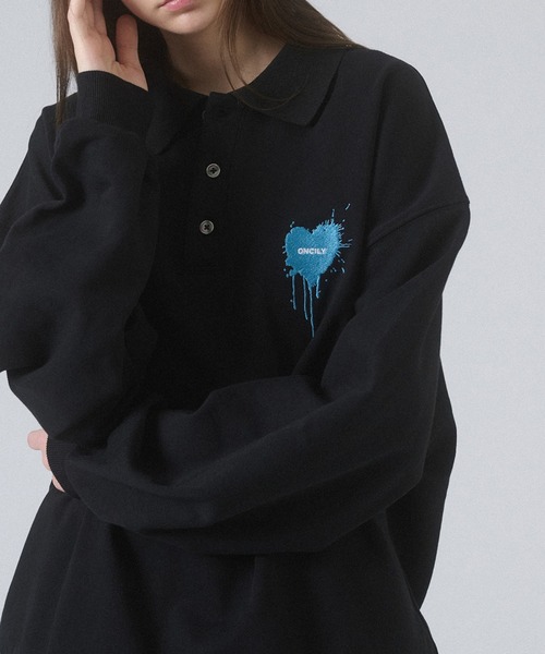 ONCILY（オンシェリー）の「HEART LOGO VOLUME POLO SWEAT / ハートロゴボリュームポロスウェット（スウェット・メンズ・アイボリー/ブラック/グレー/チャコールグレー/ネイビー・SMALL/MEDIUM/LARGE）」の21枚目の写真