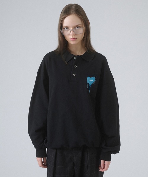 セール】HEART LOGO VOLUME POLO SWEAT / ハートロゴボリューム