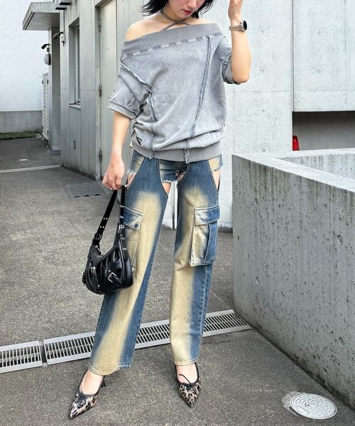 SPIRALGIRL（スパイラルガール）の「チョーカーピグメントワンピース（ワンピース・レディース・グレー/ブラック/ブルー・FREE）」の10枚目の写真