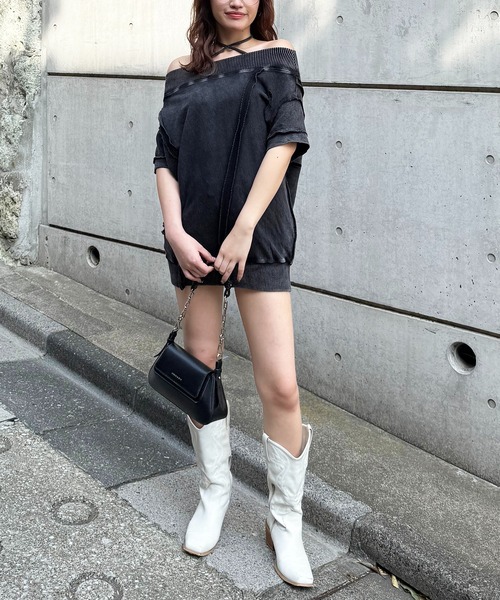 SPIRALGIRL（スパイラルガール）の「チョーカーピグメントワンピース（ワンピース・レディース・グレー/ブラック/ブルー・FREE）」の7枚目の写真