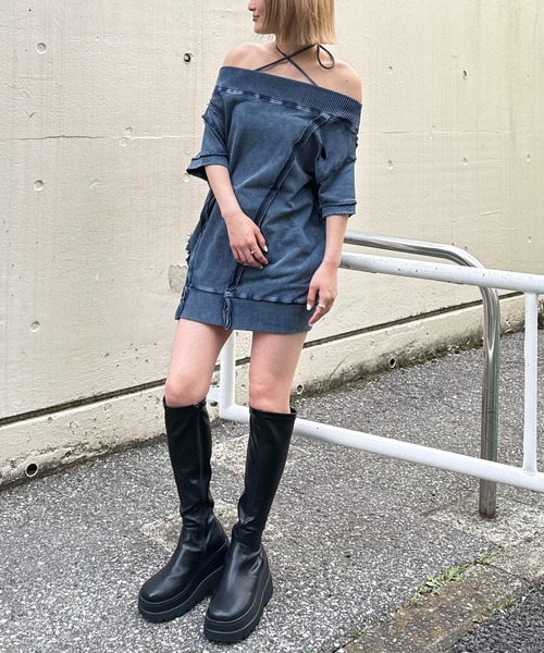 SPIRALGIRL（スパイラルガール）の「チョーカーピグメントワンピース（ワンピース・レディース・グレー/ブラック/ブルー・FREE）」の12枚目の写真