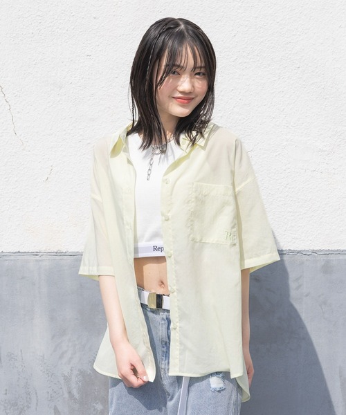 repipi armario（レピピ アルマリオ）の「【接触冷感】スパンボイルルーズシャツ（シャツ/ブラウス・キッズ・サックスブルー/ホワイト/イエロー・SMALL/MEDIUM/LARGE）」の3枚目の写真