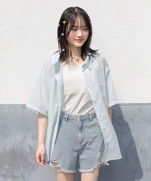 repipi armario（レピピ アルマリオ）の「【接触冷感】スパンボイルルーズシャツ（シャツ/ブラウス・キッズ・サックスブルー/ホワイト/イエロー・SMALL/MEDIUM/LARGE）」の21枚目の写真