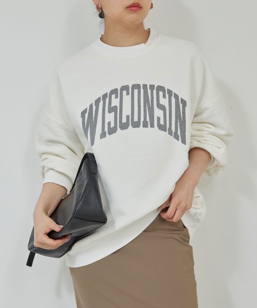 GALLARDAGALANTE(ガリャルダガランテ)の「【REMIRELIEF】ヴィンテージ風スウェット(パーカー・レディース・オフホワイト/グレー・MEDIUM)」の2枚目の写真