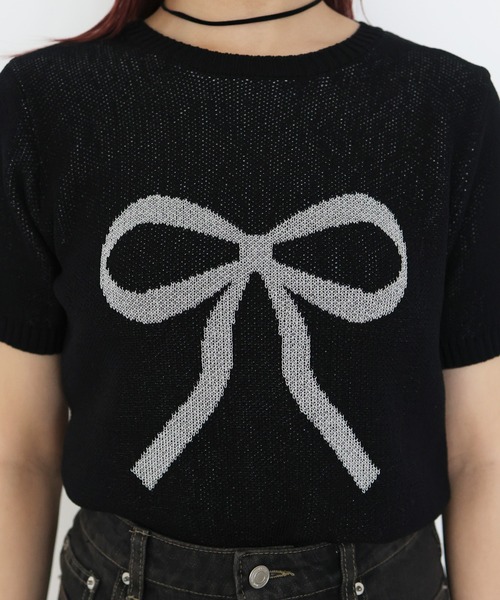 bibiy. ニット トップス 半袖 ブラック TOPS｜Bibiy.