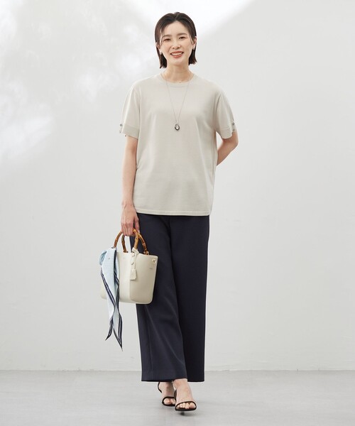 J.PRESS(ジェイプレス)の「【洗える】COTTON POLYESTER 袖ボタン ニット(ニット/セーター・レディース・ベージュ系/ふじ色系/ネイビー系/サックスブルー系・T13)」の7枚目の写真