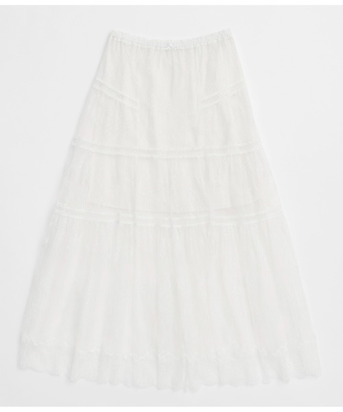 MAISON SPECIAL(メゾンスペシャル)の「Lace Tiered Skirt/レースティアードスカート【MAISON SPECIAL/メゾンスペシャル】(スカート・レディース・ブラック/ホワイト・38/36)」の10枚目の写真