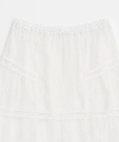 MAISON SPECIAL レースドッキングスカート メゾンスペシャル 白 セール】Lace Tiered Skirt/レースティアードスカート【MAISON