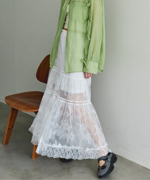 在庫処分 激安 Lace Tiered Skirt/レースティアードスカート【MAISON SPECIAL スカート