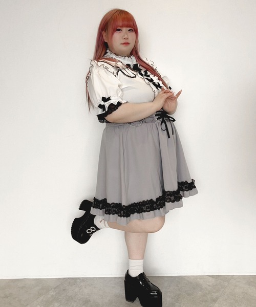 DearMyLoveWhip(ディアマイラブホイップ)の「【大きいサイズ】ハートベルトチョーカービジューブラウス(シャツ/ブラウス・レディース・ホワイト/ブラック/ベビーピンク/ブルー・6L/5L/4L)」の16枚目の写真