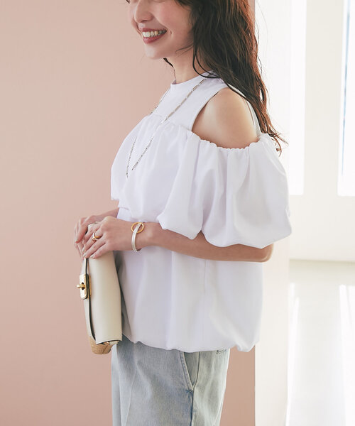 La boutique BonBon（ラブティックボンボン）の「【華奢見えが叶う】ドッキングバルーンブラウス（シャツ/ブラウス・レディース・ホワイト/ブラック・FREE）」の10枚目の写真