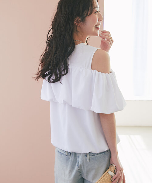 La boutique BonBon（ラブティックボンボン）の「【華奢見えが叶う】ドッキングバルーンブラウス（シャツ/ブラウス・レディース・ホワイト/ブラック・FREE）」の9枚目の写真