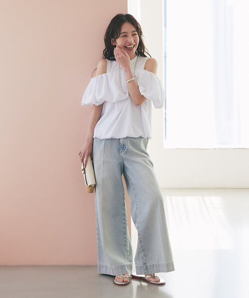 La boutique BonBon（ラブティックボンボン）の「【華奢見えが叶う】ドッキングバルーンブラウス（シャツ/ブラウス・レディース・ホワイト/ブラック・FREE）」の6枚目の写真