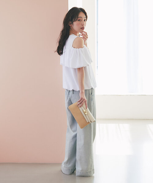 La boutique BonBon（ラブティックボンボン）の「【華奢見えが叶う】ドッキングバルーンブラウス（シャツ/ブラウス・レディース・ホワイト/ブラック・FREE）」の4枚目の写真