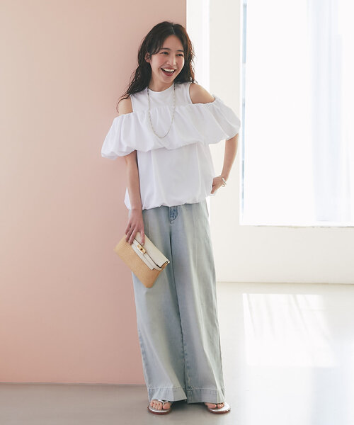La boutique BonBon（ラブティックボンボン）の「【華奢見えが叶う】ドッキングバルーンブラウス（シャツ/ブラウス・レディース・ホワイト/ブラック・FREE）」の3枚目の写真
