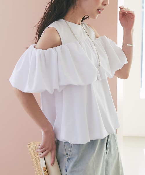 La boutique BonBon（ラブティックボンボン）の「【華奢見えが叶う】ドッキングバルーンブラウス（シャツ/ブラウス・レディース・ホワイト/ブラック・FREE）」の2枚目の写真