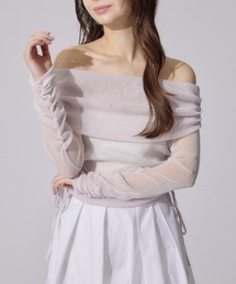 rienda | オフショルレディーラメトップス　シアートップス 春服(Tシャツ/カットソー)