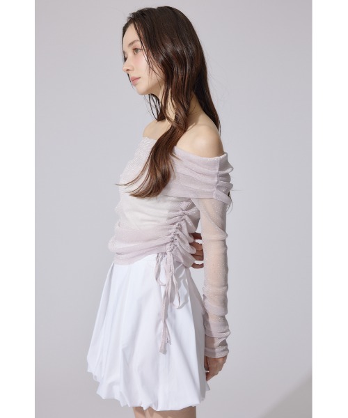 rienda（リエンダ）の「オフショルレディーラメトップス　シアートップス 春服（Tシャツ/カットソー・レディース・レッド/ライトピンク・FREE）」の12枚目の写真