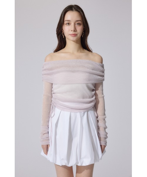 rienda（リエンダ）の「オフショルレディーラメトップス　シアートップス 春服（Tシャツ/カットソー・レディース・レッド/ライトピンク・FREE）」の16枚目の写真