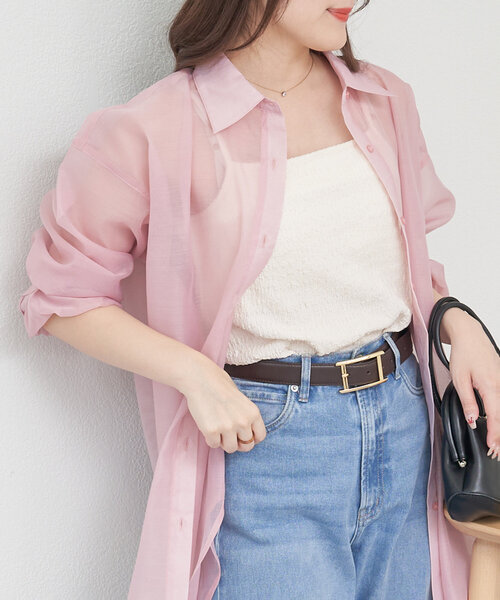 Remind me and forever(リマインドミーアンドフォーエバー)の「夏の定番アイテム、シアーBIGシャツ(シャツ/ブラウス・レディース・アイボリー/ブルー/イエロー/ピンク/サックスブルー/ミント/ピンク系その他・FREE)」の7枚目の写真