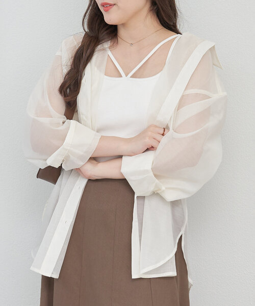 Remind me and forever(リマインドミーアンドフォーエバー)の「夏の定番アイテム、シアーBIGシャツ(シャツ/ブラウス・レディース・アイボリー/ブルー/イエロー/ピンク/サックスブルー/ミント/ピンク系その他・FREE)」の9枚目の写真