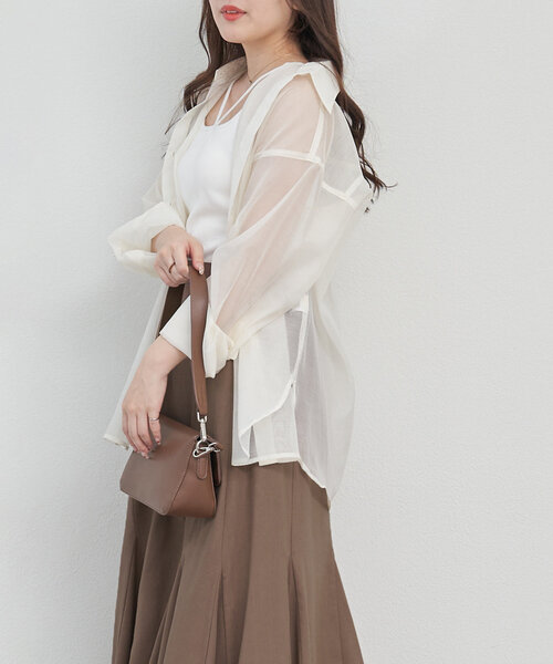 Remind me and forever(リマインドミーアンドフォーエバー)の「夏の定番アイテム、シアーBIGシャツ(シャツ/ブラウス・レディース・アイボリー/ブルー/イエロー/ピンク/サックスブルー/ミント/ピンク系その他・FREE)」の14枚目の写真