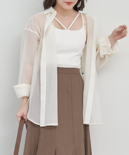 Remind me and forever(リマインドミーアンドフォーエバー)の「夏の定番アイテム、シアーBIGシャツ(シャツ/ブラウス・レディース・アイボリー/ブルー/イエロー/ピンク/サックスブルー/ミント/ピンク系その他・FREE)」の15枚目の写真