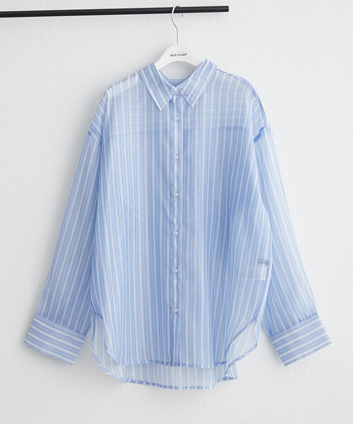 Remind me and forever(リマインドミーアンドフォーエバー)の「夏の定番アイテム、シアーBIGシャツ(シャツ/ブラウス・レディース・アイボリー/ブルー/イエロー/ピンク/サックスブルー/ミント/ピンク系その他・FREE)」の18枚目の写真