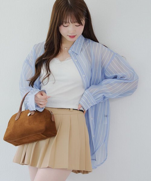 Remind me and forever(リマインドミーアンドフォーエバー)の「夏の定番アイテム、シアーBIGシャツ(シャツ/ブラウス・レディース・アイボリー/ブルー/イエロー/ピンク/サックスブルー/ミント/ピンク系その他・FREE)」の21枚目の写真