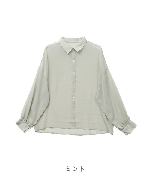 CLOTHY(クロシィ)の「【コーディネートのアクセントに!】カラーシアーシャツ(シャツ/ブラウス・レディース・オフホワイト/ミント/レッド/ブラック/ベージュ・MEDIUM)」の19枚目の写真