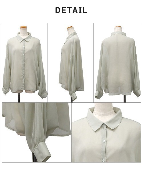 CLOTHY(クロシィ)の「【コーディネートのアクセントに!】カラーシアーシャツ(シャツ/ブラウス・レディース・オフホワイト/ミント/レッド/ブラック/ベージュ・MEDIUM)」の12枚目の写真