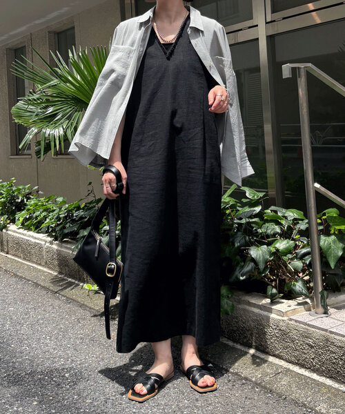 Jena espace merveilleux（ジェナ　エスパスメルヴェイユ）の「【全骨格着痩せ／リネン素材で涼しい】リネンフリンジジャンスカ（ワンピース・レディース・オレンジ/ベージュ/ブラック・FREE）」の10枚目の写真