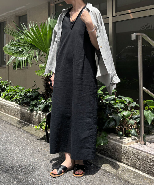 Jena espace merveilleux（ジェナ　エスパスメルヴェイユ）の「【全骨格着痩せ／リネン素材で涼しい】リネンフリンジジャンスカ（ワンピース・レディース・オレンジ/ベージュ/ブラック・FREE）」の11枚目の写真