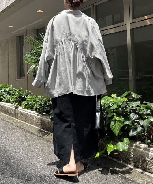 Jena espace merveilleux（ジェナ　エスパスメルヴェイユ）の「【全骨格着痩せ／リネン素材で涼しい】リネンフリンジジャンスカ（ワンピース・レディース・オレンジ/ベージュ/ブラック・FREE）」の12枚目の写真