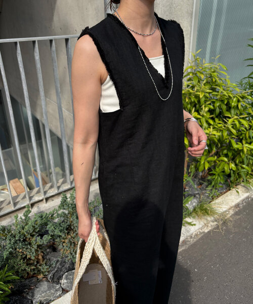 Jena espace merveilleux（ジェナ　エスパスメルヴェイユ）の「【全骨格着痩せ／リネン素材で涼しい】リネンフリンジジャンスカ（ワンピース・レディース・オレンジ/ベージュ/ブラック・FREE）」の14枚目の写真