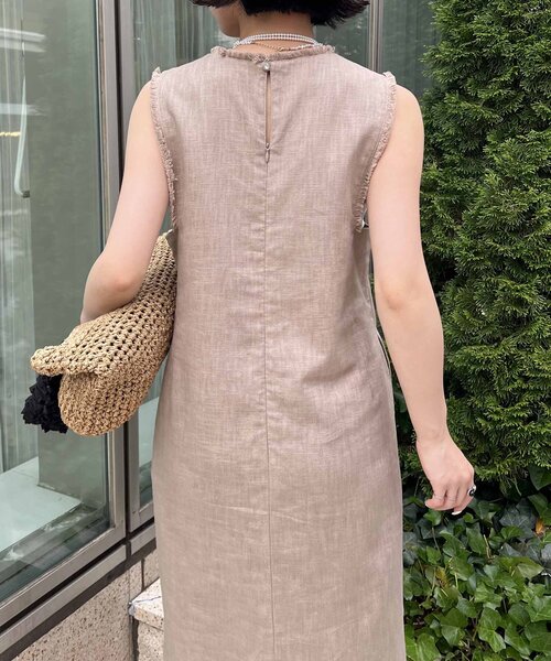 Jena espace merveilleux（ジェナ　エスパスメルヴェイユ）の「【全骨格着痩せ／リネン素材で涼しい】リネンフリンジジャンスカ（ワンピース・レディース・オレンジ/ベージュ/ブラック・FREE）」の5枚目の写真