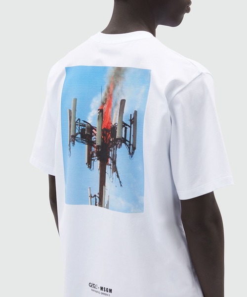 MSGM(エムエスジーエム)の「MSGM FANTASTIC GREEN オーガニックコットンTシャツ「IT'S HOT HERE!」(Tシャツ/カットソー・メンズ・ホワイト・S/M)」の5枚目の写真