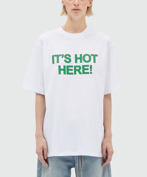 MSGM(エムエスジーエム)の「MSGM FANTASTIC GREEN オーガニックコットンTシャツ「IT'S HOT HERE!」(Tシャツ/カットソー・メンズ・ホワイト・S/M)」の6枚目の写真